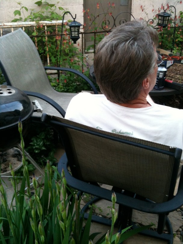 sitting in garden