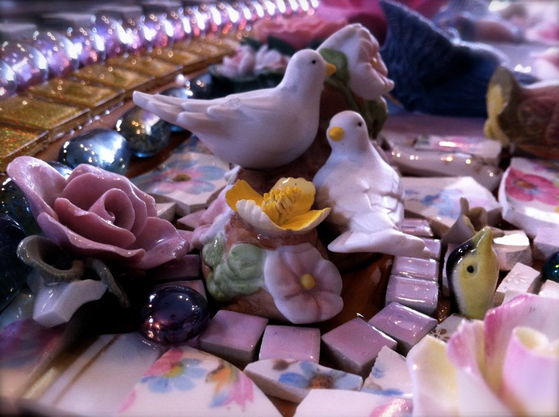 glass flowers,glass birds