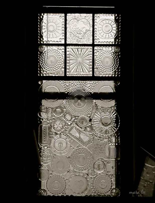 vintage window glass on glass art