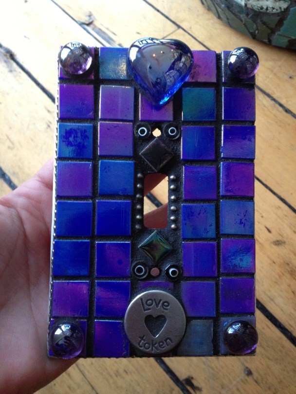 Purple Glass Tile Mosaic Tile Light Switch Cover