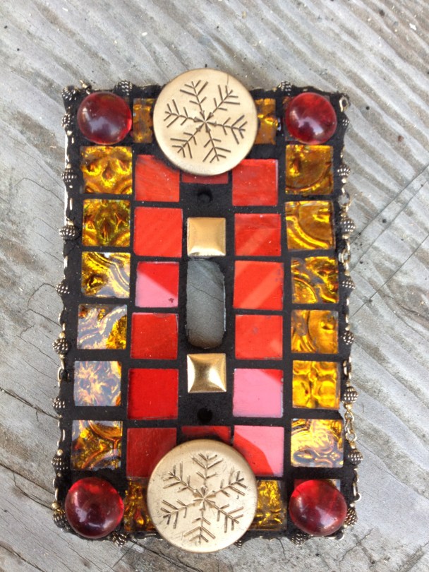 Orange and Red Mosaic Tile Light-Switch Cover