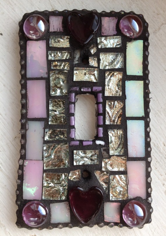 Pink and Purple Mosaic Tile Lightswitch Cover After