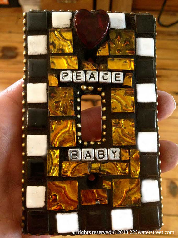 Peace Baby Mosaic Tile LIght Switch Cover