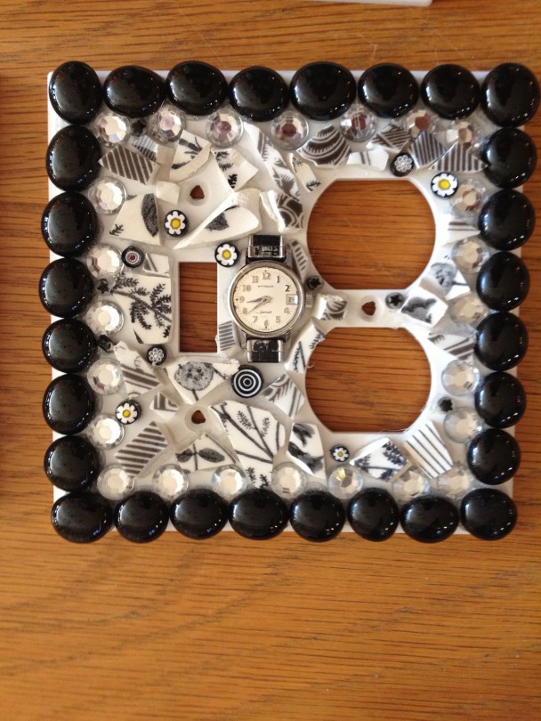 Black & White Mosaic Tile Lightswitch Cover