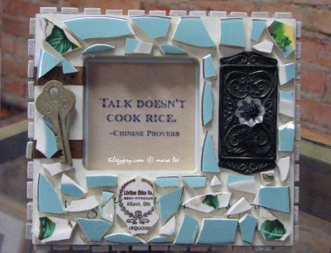 mosaic tile picture frame with quote